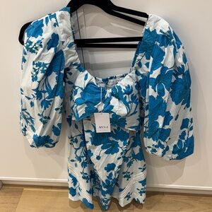 Misa Los Angeles Blue Floral Blouse